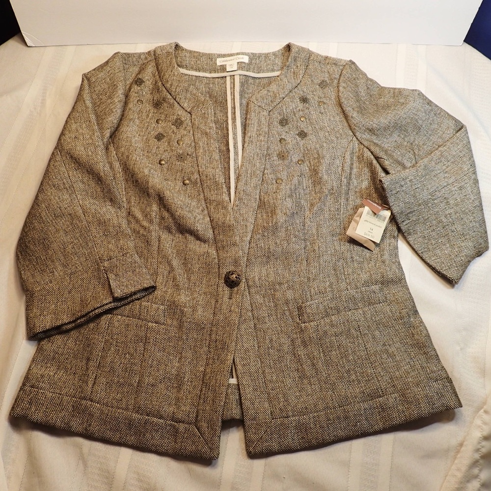 Coldwater creek brown tweed jacket NWT size 14